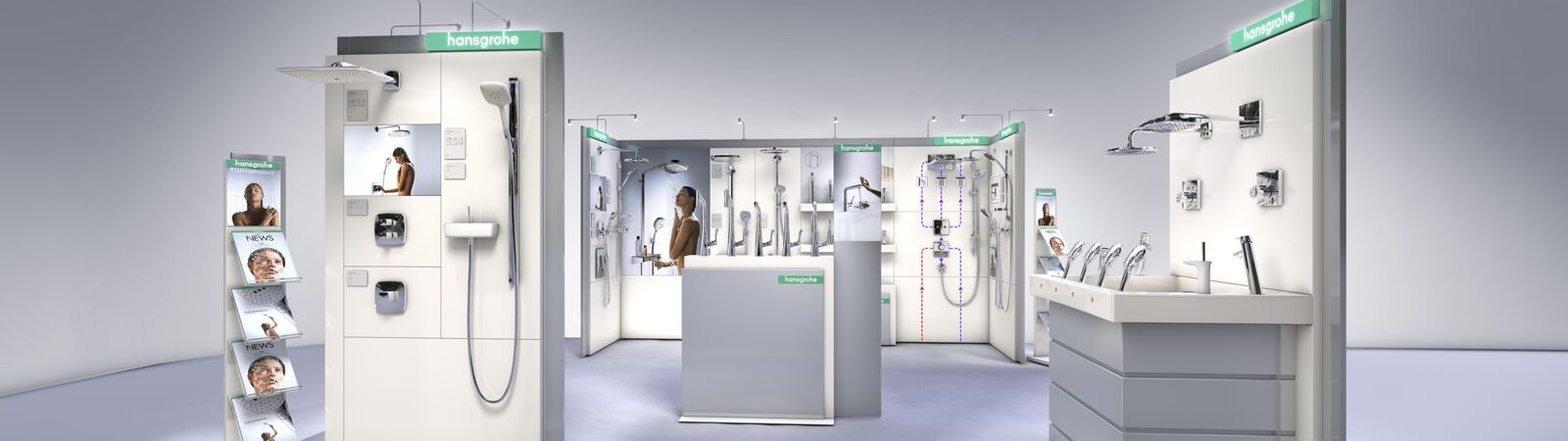 shop in shop, shop systems, Hansgrohe, shop concepts, shop fitting components